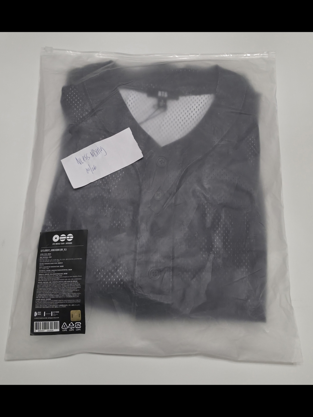 NWT BTS JK JUNGKOOK JERSEY SIZE XL ARIRANG OFFICIAL TOUR  MERCH EXTRA LARGE